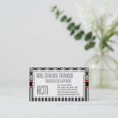 エレガントなレトロの30年代のアールデコの花柄のダマスク織 名刺 (スタンド正面)