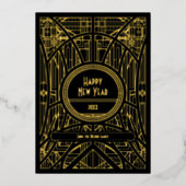 エレガントなレトロアートデコ ハッピーニューイヤー 箔シーズンカード (正面)