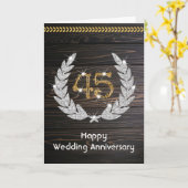 エレガントなレトロウッドの45周年記念結婚記念日 カード (黄色い花)