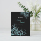 エレガントなレトロターコイズフラワー スワール結婚式 招待状 (スタンド正面)