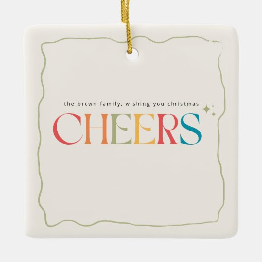 エレガントなレトロファミリーフォトポートレートクリスマス セラミックオーナメント (正面)