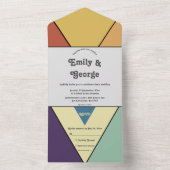 エレガントなレトロ アーティスティック グルーヴィー アブストラクト ウェディング オールインワン招待状 (内側)