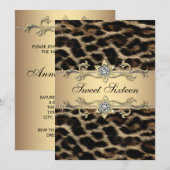 エレガントなレパードのスイート16歳の誕生日パーティー 招待状 (正面/裏面)