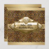 エレガントなレパードの誕生日パーティー招待状 招待状 (正面/裏面)