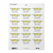 エレガントなレモンとグリーン 水彩 宛名ラベル ラベル (フルシート)