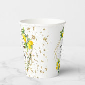 エレガントなレモンゴールド幾何学模様のウェディングシャワーペーパーC 紙コップ (右)