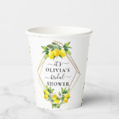 エレガントなレモンゴールド幾何学模様のウェディングシャワーペーパーC 紙コップ (正面)