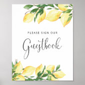 エレガントなレモンサイン ゲストブックポスター ポスター (正面)