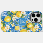 エレガントなレモンシトラスモノグラムのカスタムネーム Case-Mate iPhoneケース (裏面 (横))