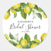 エレガントなレモンシトラス ブライダルシャワー ラウンドシール (正面)