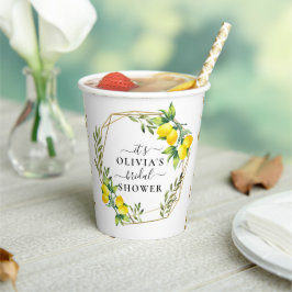 エレガントなレモン幾何学模様のウェディングシャワー紙コップ 紙コップ