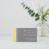 エレガントなレモン灰色のダマスク織の名刺 名刺 (スタンド正面)