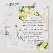 エレガントなレモン フルーツ ホワイト フラワーズ ウェディング フォーマル 招待状 (正面/裏面)