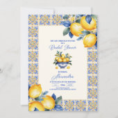 エレガントなレモン メディテレーニアンスタイルの夏のブライズシャワー 招待状 (正面)