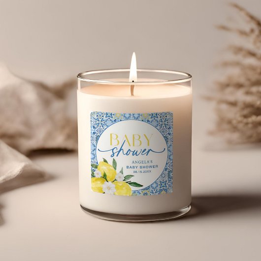 エレガントなレモン メディテレーニアンベイビーシャワーステッカー スクエアシール