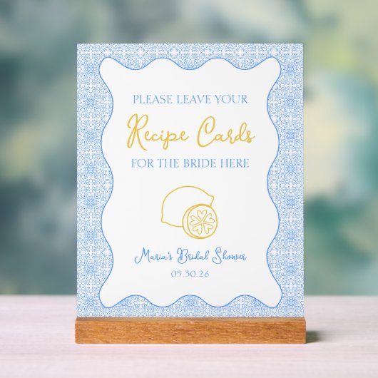 エレガントなレモン レシピ カード サイン ブライダル シャワー (ニュートラル)