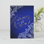 エレガントなレースとカリグラフィーの卒業式招待状 招待状 (スタンド正面)