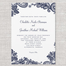 エレガントなレースのウェディング カスタム フォト ブルー ホワイト シック