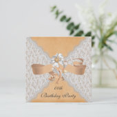 エレガントなレースのバースデーパーティ招待状 招待状 (スタンド正面)