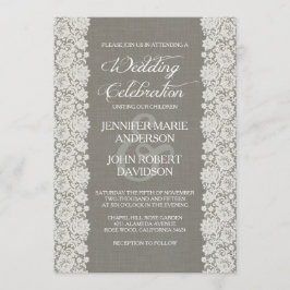 エレガントなレースのヴィンテージの結婚式招待状の灰色 招待状