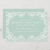 エレガントなレースの卒業パーティー招待状 招待状 (正面/裏面)