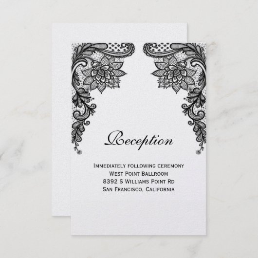 エレガントなレースの受付カード 招待状 (正面/裏面)