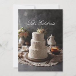 エレガントなレースの模様が美しいアニバーサリーケーキの花の飾り 招待状