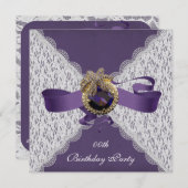 エレガントなレースの誕生日パーティー招待状 招待状 (正面/裏面)