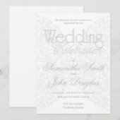 エレガントなレース グレー & ホワイト モダン ミニマリスト 招待状 (正面/裏面)