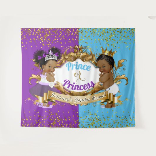 エレガントなロイヤルアフリカンジェンダーリビールパープル&ブルー タペストリー (正面(横))