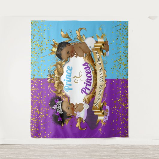 エレガントなロイヤルアフリカンジェンダーリビールパープル&ブルー タペストリー (正面)