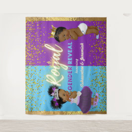 エレガントなロイヤルアフリカンジェンダー発表パープル＆ブルー タペストリー