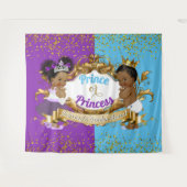 エレガントなロイヤルアフリカンジェンダー発表パープル&ブルー タペストリー (正面(横))