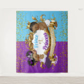 エレガントなロイヤルアフリカンジェンダー発表パープル&ブルー タペストリー (正面)