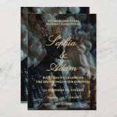 エレガントなロイヤルウェディングの招待状 案内状 (正面/裏面)