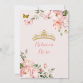 エレガントなロイヤルクラウン バラ色の金色のキンセアニエラ 招待状 (裏面)