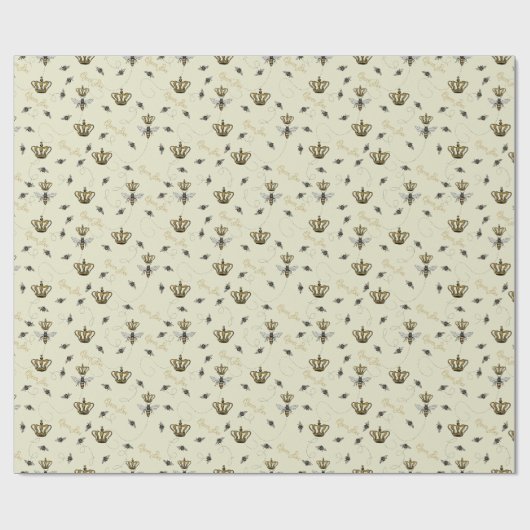 エレガントなロイヤルゴールドクラウンクイーンビー ラッピングペーパー (フラット)