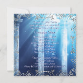 エレガントなロイヤルネイビーブルーのキンセアニエラ 招待状 (裏面)