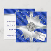 エレガントなロイヤルネイビーブルーの婚約パーティー 招待状 (正面/裏面)
