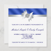 エレガントなロイヤルネイビーブルーの婚約パーティー 招待状 (裏面)