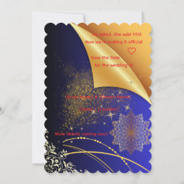 エレガントなロイヤルブルーとゴールドのインドのウェディング 招待状