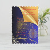 エレガントなロイヤルブルーとゴールドのインドのウェディング  招待状 (スタンド正面)