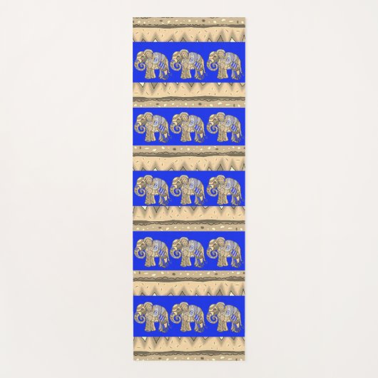 エレガントなロイヤルブルーのろうけつ染めの種族のインドゾウ ヨガマット (正面)