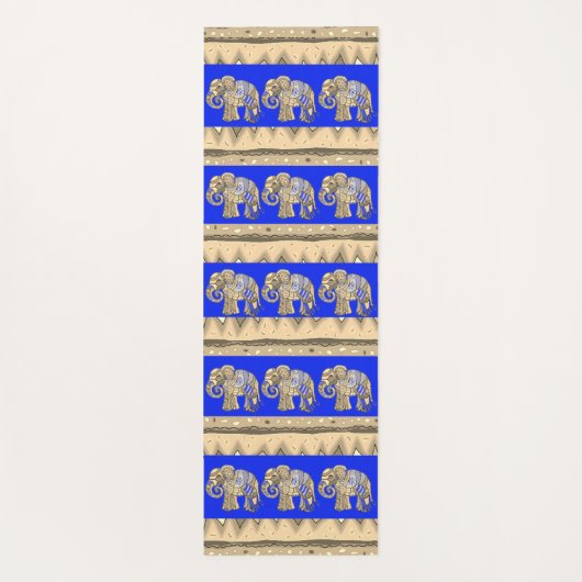 エレガントなロイヤルブルーのろうけつ染めの種族のインドゾウ ヨガマット (裏面)