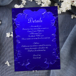 エレガントなロイヤルブルーの結婚式詳細案内カード エンクロージャーカード