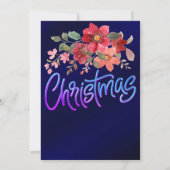 エレガントなロイヤルブルーの花の偽のシルバーのクリスマス 招待状 (裏面)