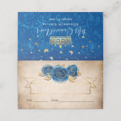 エレガントなロイヤルブルーローズゴールドのクラウンパーチメント プレイスカード (外部開封)