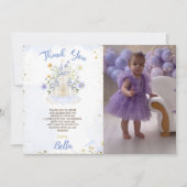 エレガントなロイヤルプリンセス城の誕生日パーティーの写真 サンキューカード (正面)