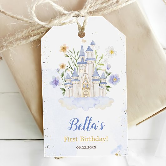 エレガントなロイヤルプリンセス城の誕生日パーティー ギフトタグ