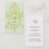 エレガントなロココ様式のフレームの金ゴールド及び緑の名刺 名刺 (正面/裏面)